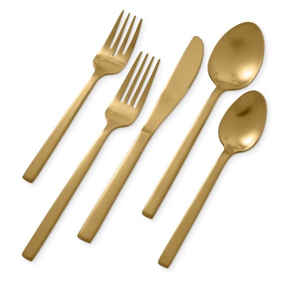 Arezzo Brushed Gold Flatware Placesetting | Williams-Sonoma