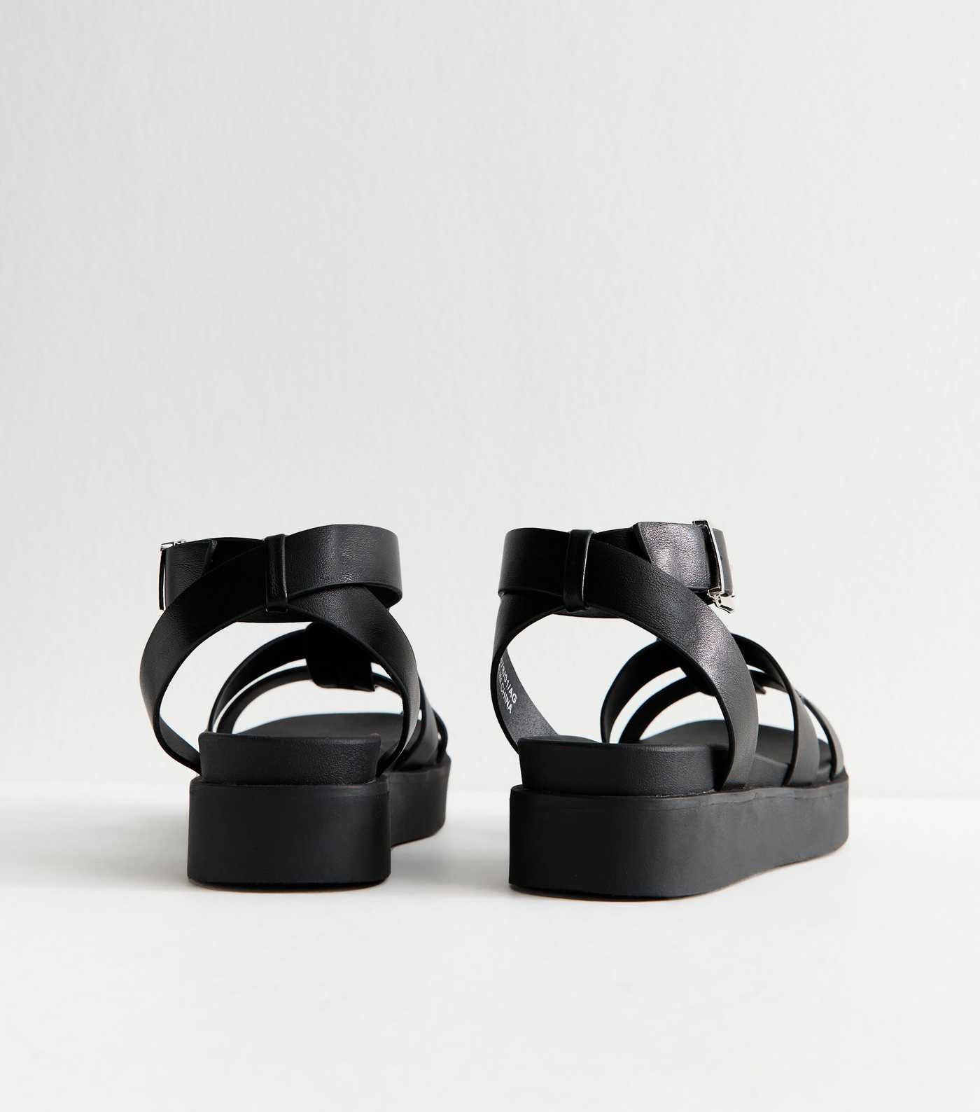 Black Faux Leather Flatform Sandals | New Look | New Look (UK)