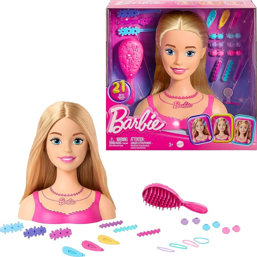 Barbie Doll Styling Head, Blond Hair with 20 Colorful Accessories, Doll Head for Hair Styling | Amazon (US)