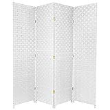 Oriental Furniture 6 ft. Tall Woven-Fiber-Outdoor All Weather-Room-Divider - 4-Panel - White | Amazon (US)