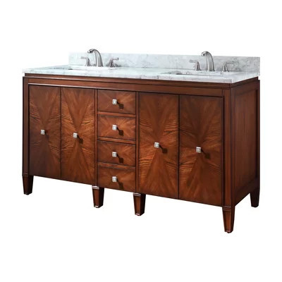 Brentwood 61" Double Bathroom Vanity with Carrara Marble Top | Wayfair North America