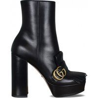 Women's Luxury Ankle Boots Gucci Ankle Boots Black With Fringes And Gg Logo | Stylemyle (US)