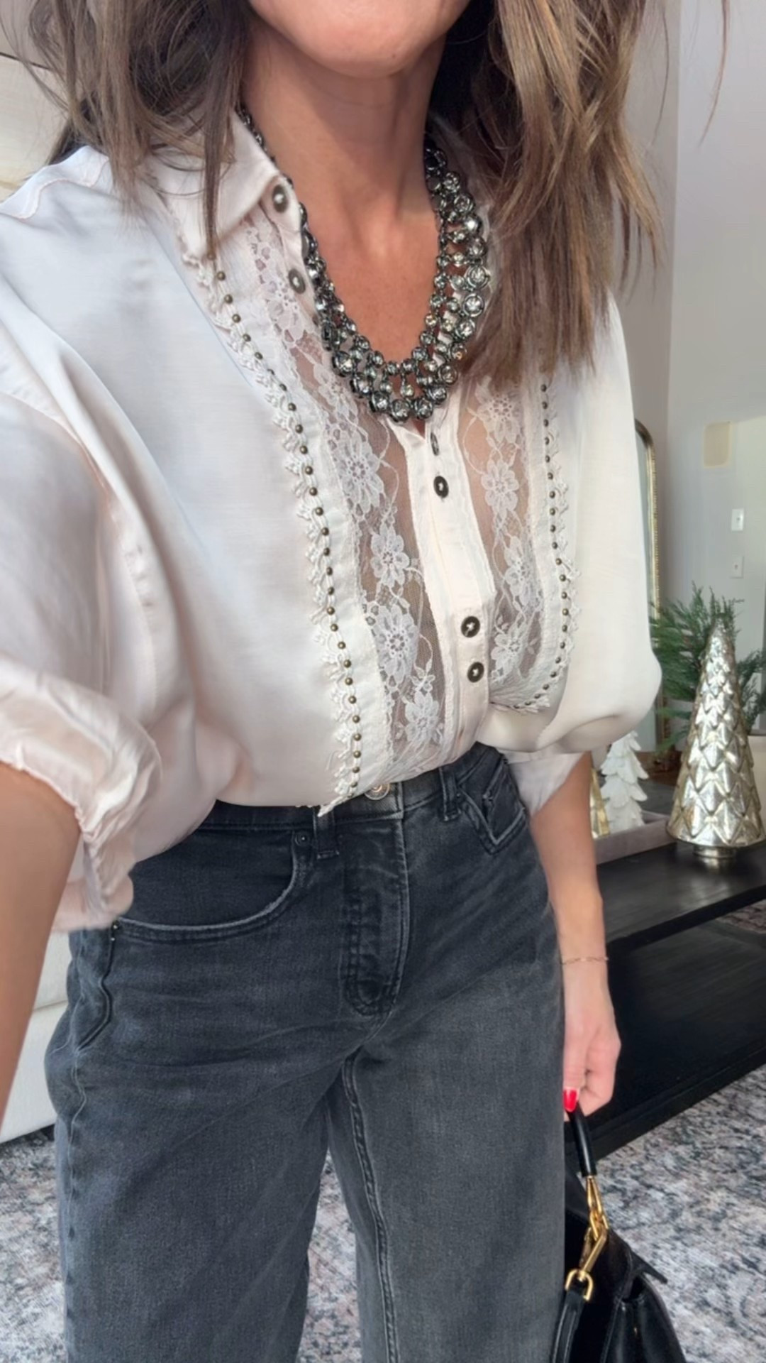 A little girly, a little edgy. 
XS satin blouse. 3 colors
@anthropologie #anthropartner

#LTKSeasonal #LTKHoliday #LTKOver40