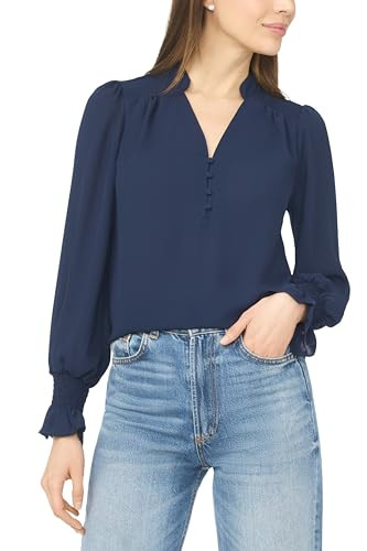 CeCe Long Sleeve Half Placket Smocked Top | Amazon (US)