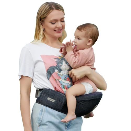 Sunnors Baby Hip Baby Carrier,Toddler Carrier with Adjustable Strap and Pocket,Ergonomic Waist Pack Holder for Newborns & Toddlers (Dark Grey) | Amazon (US)