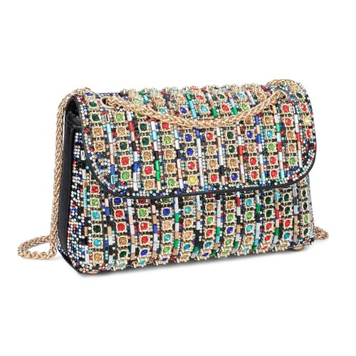 Gets Sparkly Rhinestones Clutch Purses for Women Purses and Handbags for Wedding Party Evening Crossbody Bag with Chain (1-Multi-Colored) | Amazon (US)