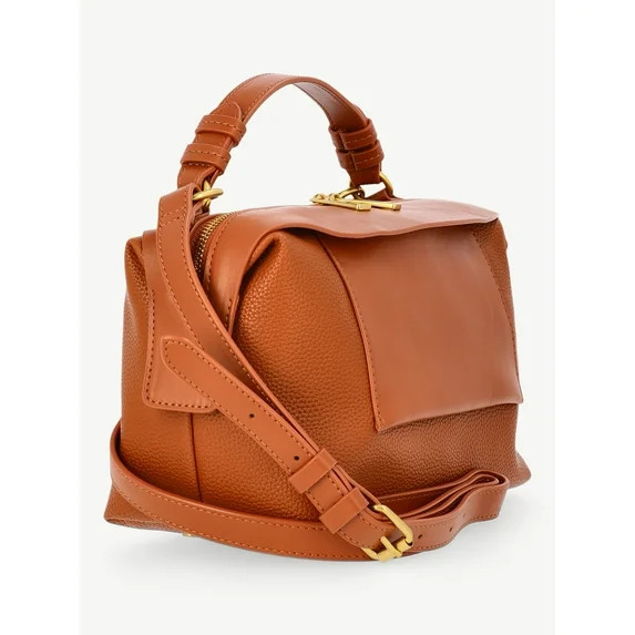 Free Assembly Women's Faux Leather Crossbody Handbag, Brown | Walmart (US)