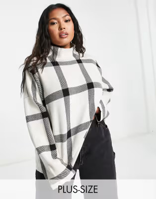 Vera Moda Curve oversized check sweater in mono | ASOS (Global)
