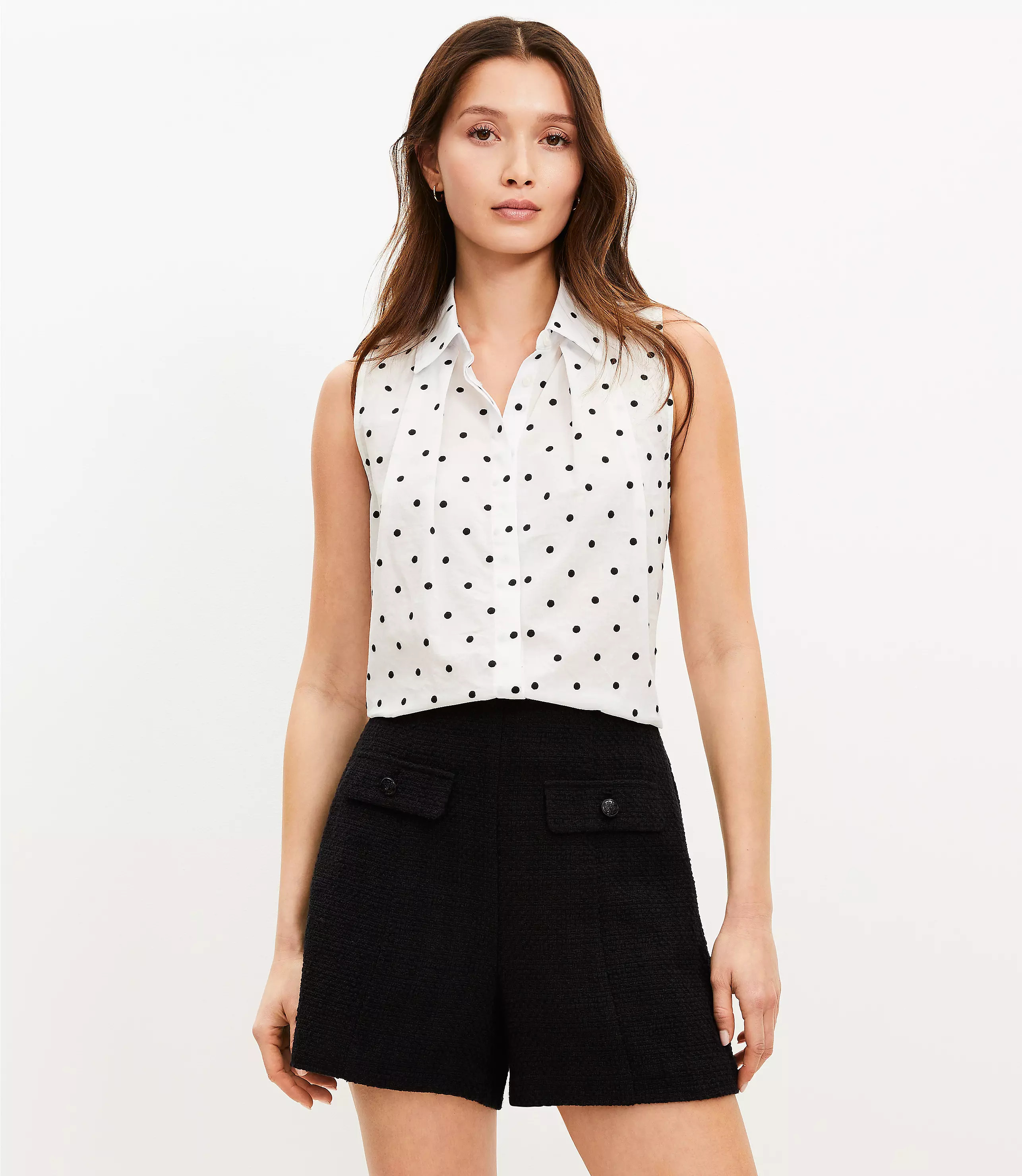 Tweed Button Trim Shorts | LOFT