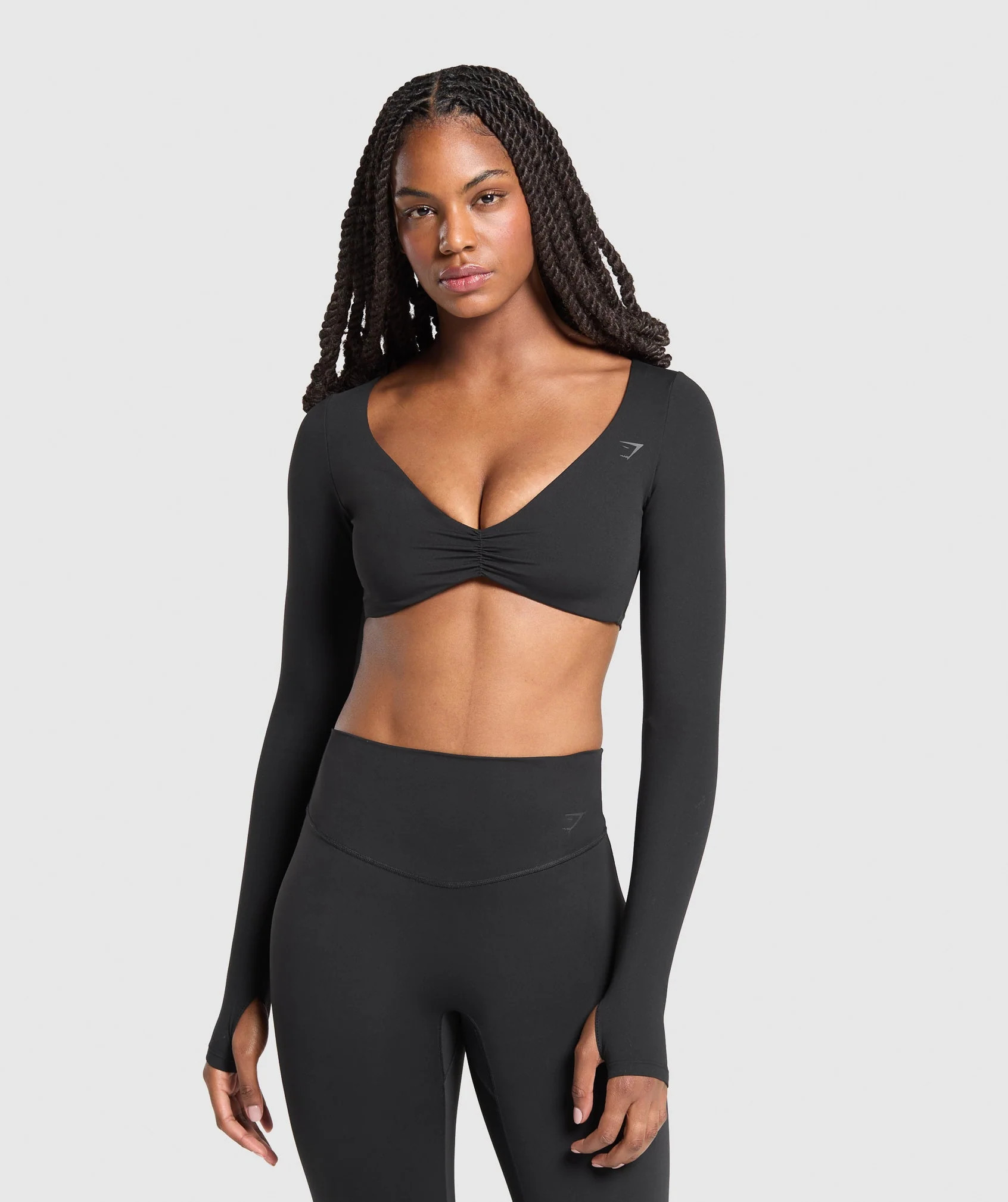 Gymshark Ruched Long Sleeve Top - Black | Gymshark EU