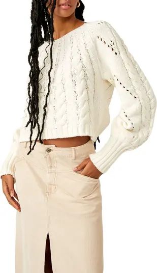 Free People Sandre Cable Stitch Pullover Sweater | Nordstrom | Nordstrom