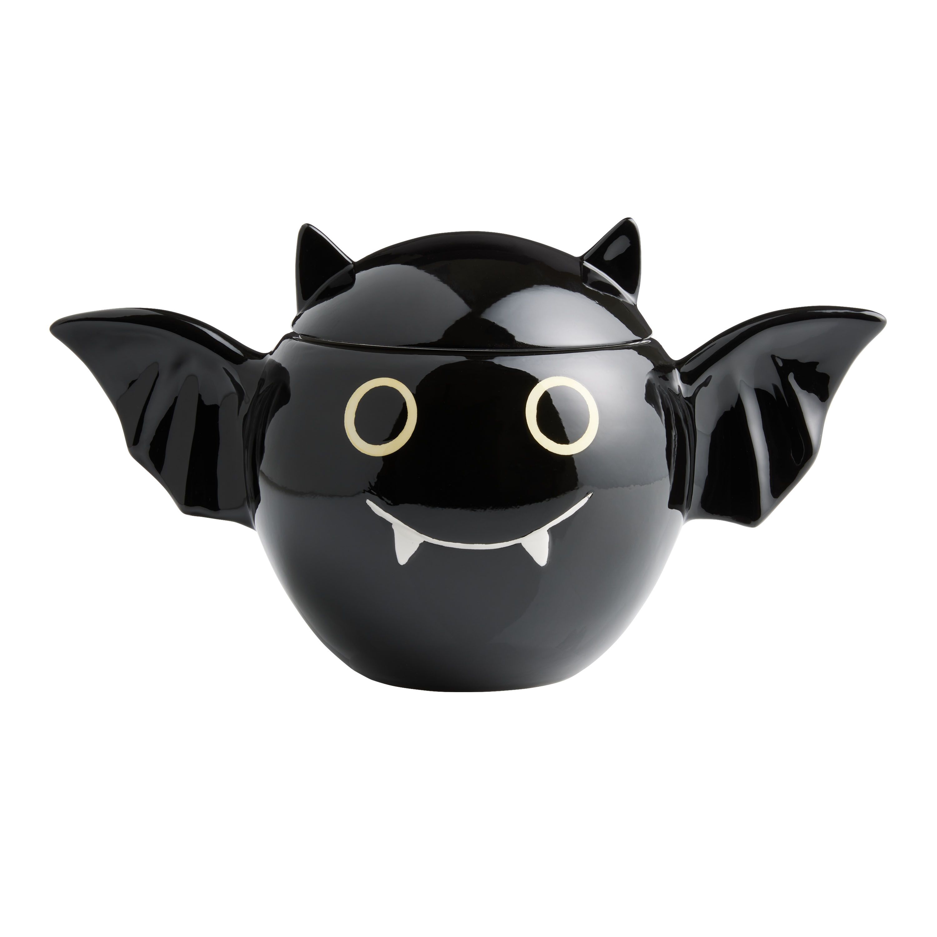Black Ceramic Not So Scary Bat Figural Cookie Jar | World Market