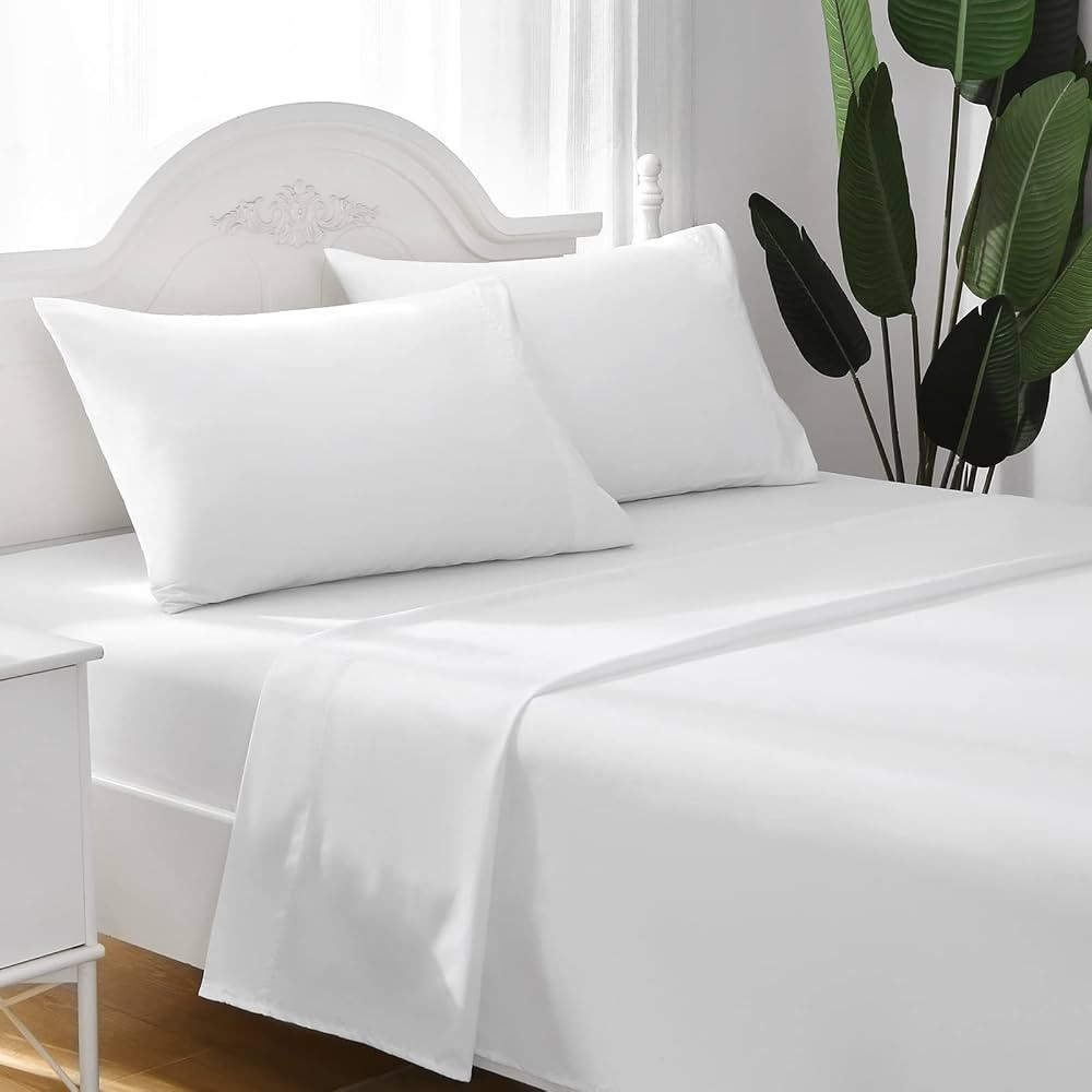 ILAVANDE White Queen Sheets Set 4 Piece,Hotel Luxury Super Soft 1800 Series Microfiber Queen Bed ... | Amazon (US)