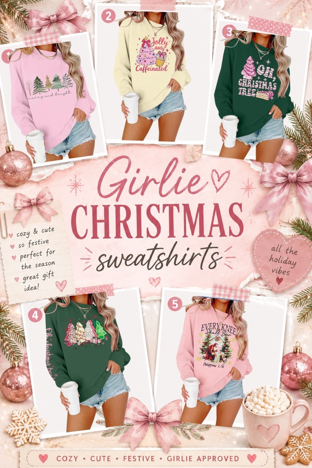 Looking for cute girly Christmas sweatshirts for women? 🎀🎄 These cozy Amazon Christmas finds are perfect for holiday parties, Christmas movie nights, gift giving and festive everyday outfits. From pretty pink Christmas styles and bows to feminine holiday graphics, these are such fun Christmas outfit ideas for anyone who loves the girly, coquette Christmas aesthetic.

As an Amazon Associate, I earn from qualifying purchases. #ChristmasSweatshirts #GirlyChristmas #ChristmasOutfitIdeas #AmazonFinds #HolidayStyle
