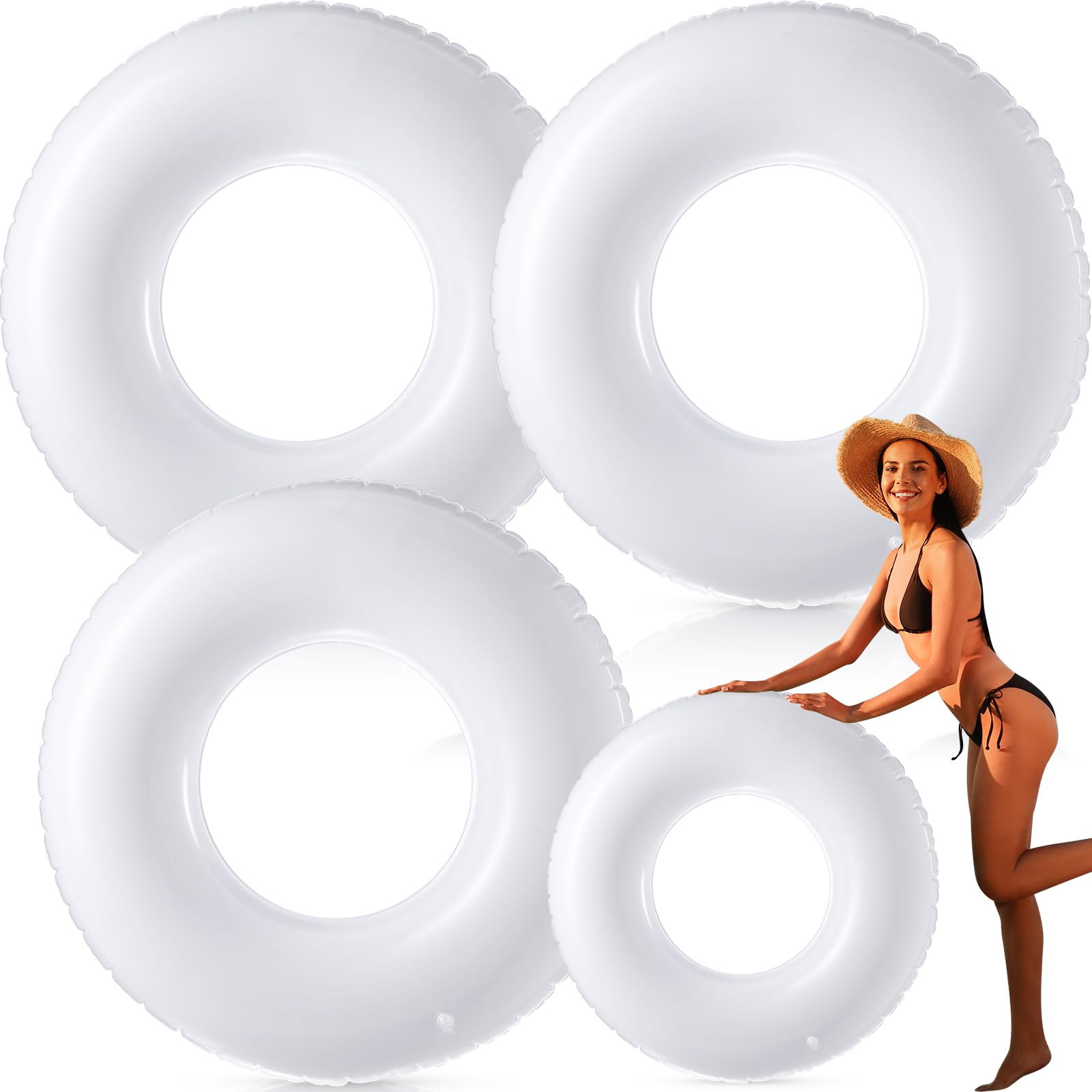 Gemscream Jumbo Inflatable Pool Float 47.24 Inches Swimming Ring Pool Floats White Inflatable Float Tube for Adult Summer Vacation Beach River Bachelorette Wedding Party Supplies | Amazon (US)