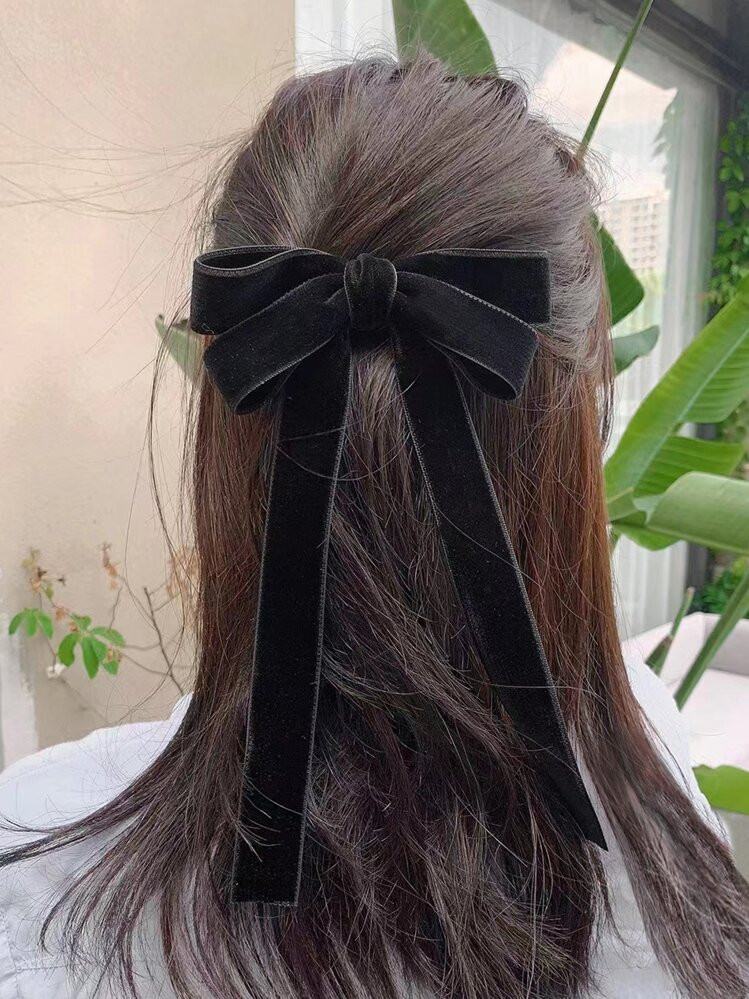1pc Fashionable Simple Black Fabric Bow Hair Clip For Daily Wear Women Cute Halloween Valentine's... | SHEIN