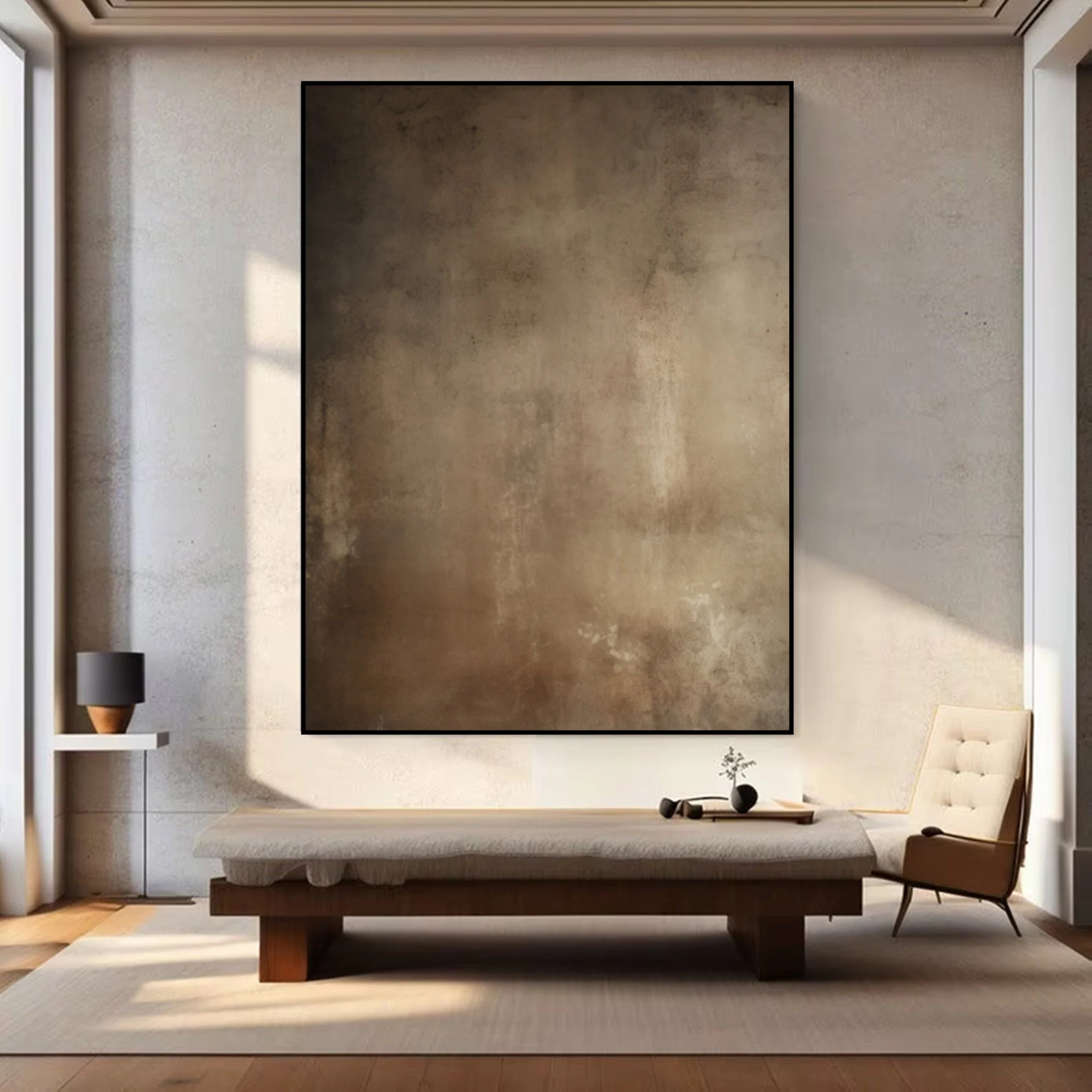 Beige Brown Abstract Oil Painting: Minimalist Wabi-Sabi Canvas Art (Rolled Canvas) | Etsy (Global)