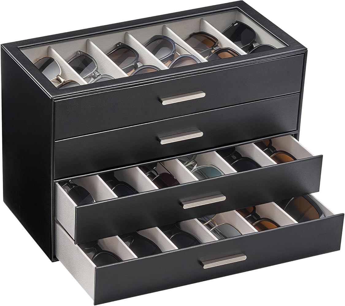 Lolalet Sunglasses Storage Box for Women, Eyewear Eye Glass Organizer with Clear Top Display Hold... | Amazon (US)