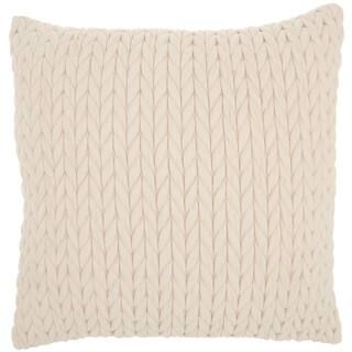 Mina Victory Life Styles Ivory 18 in. x 18 in. Square Quilted Chevron Polyester Suede Throw Pillo... | The Home Depot