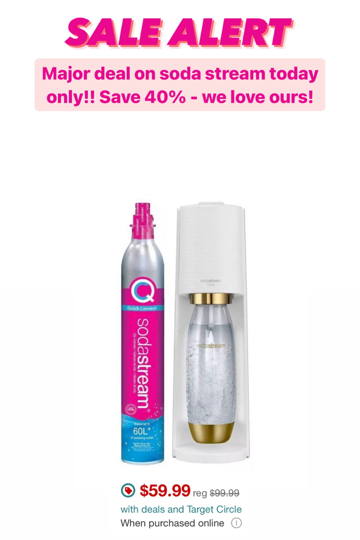 Soda stream is 40% off for target circle week!!! Today only!!!

#LTKhome #LTKsalealert #LTKxTarget