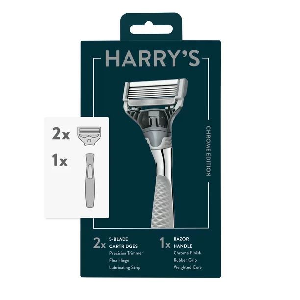 Harry's Men's Razor: 1 Chrome Edition Handle + 2 Razor Blade Refills - Walmart.com | Walmart (US)