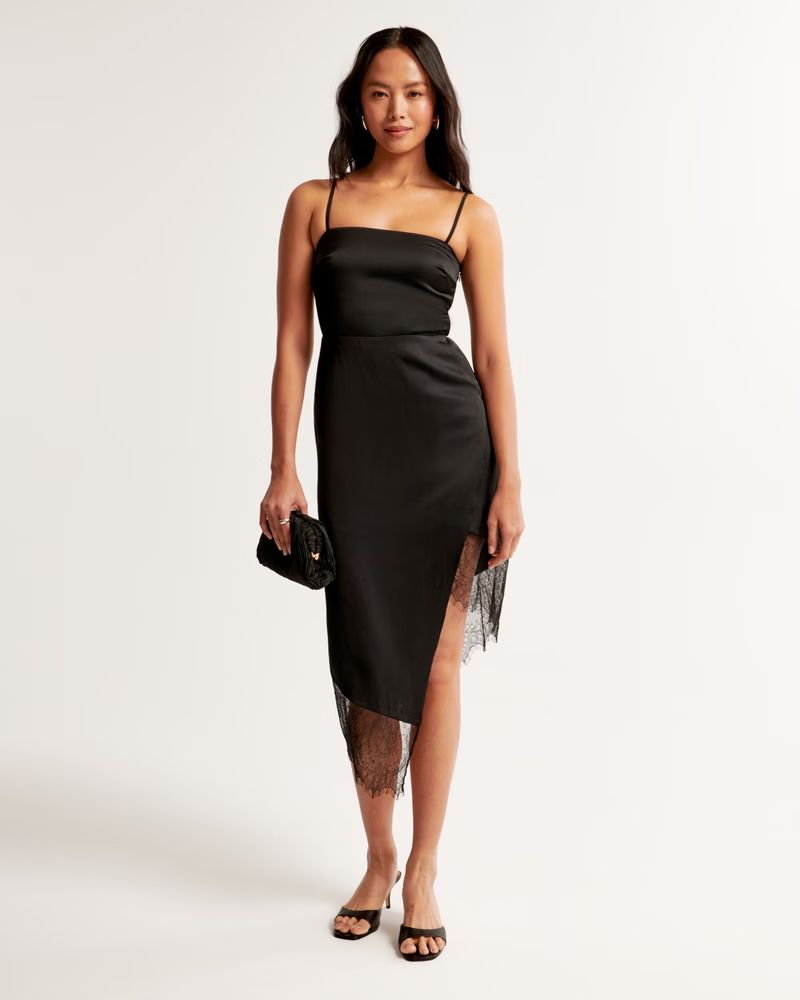 Slip Asymmetrical Midi Dress | Abercrombie & Fitch (US)
