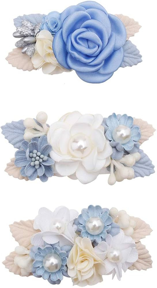 Flower Hair Clips Set-Cherrboll 3pcs Floral Hair Bow Accessories for Baby Girl Toddles Teen Gifts | Amazon (US)