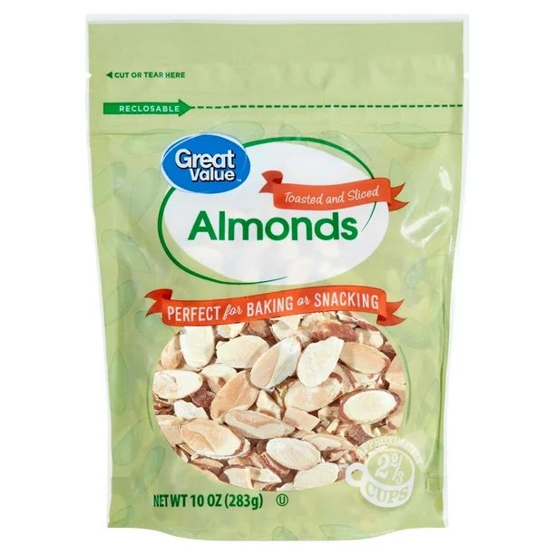 Great Value Toasted Sliced Almonds, 10 oz | Walmart (US)