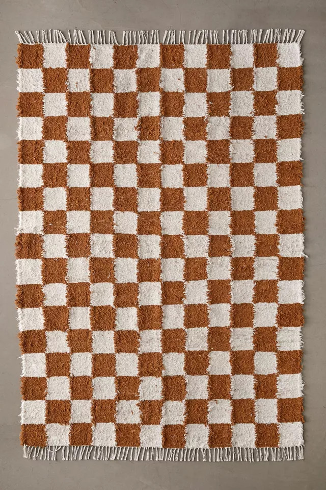 Checkerboard Shaggy Rug | Urban Outfitters (US and RoW)