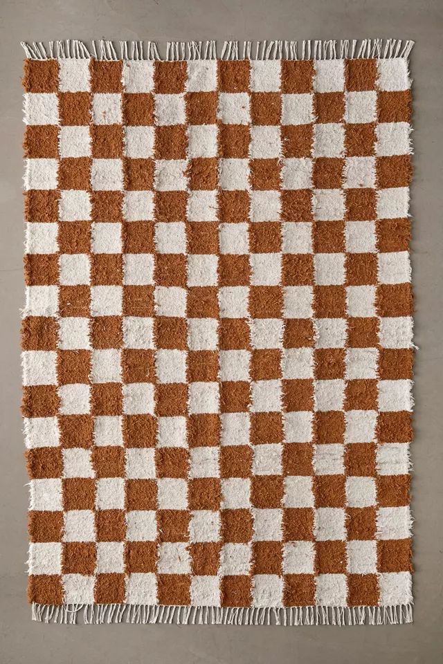 Checkerboard Shaggy Rug | Urban Outfitters (US and RoW)