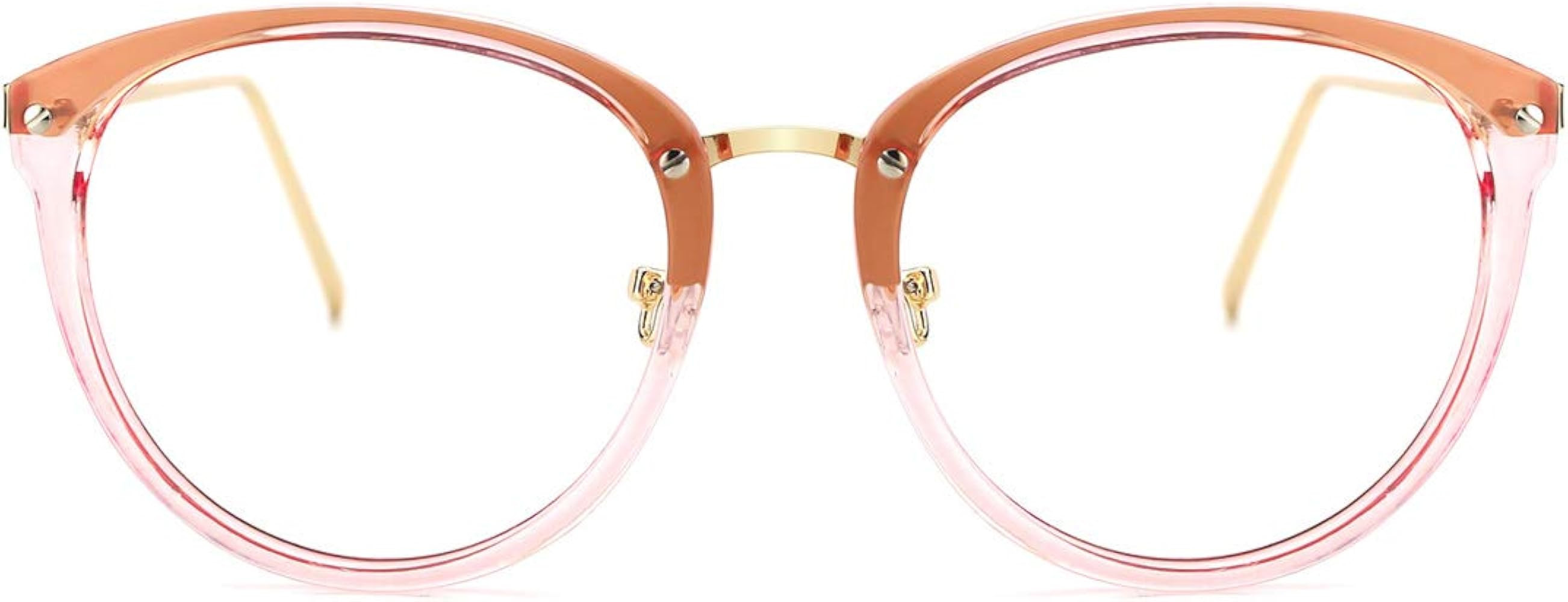 TIJN Blue Light Blocking Vintage Round Metal Optical Eyewear Clear Eyeglasses Frame for Women | Amazon (US)