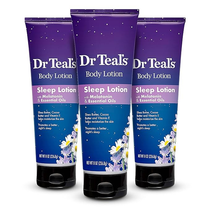 Dr Teal's Body Lotion, Sleep Lotion with Melatonin & Essential Oils, 8 fl oz (Pack of 3)(Packagin... | Amazon (US)