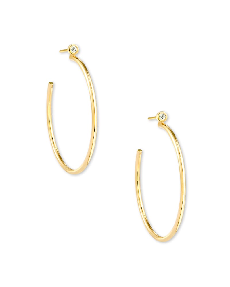 Audrey 14k Yellow Gold Hoop Earrings in White Diamond | Kendra Scott