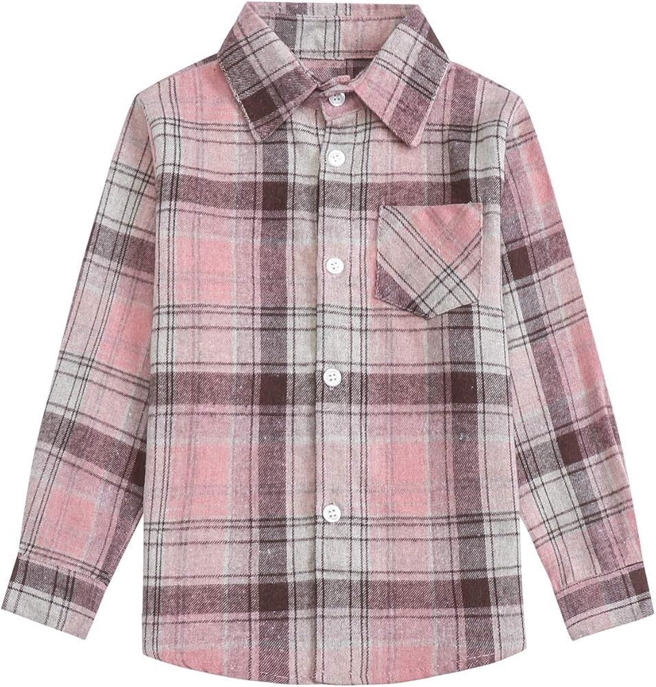 SANGTREE Girls' Women's Button Down Plaid Cotton Tops Shirt, 3 Months - US 2XL | Amazon (US)