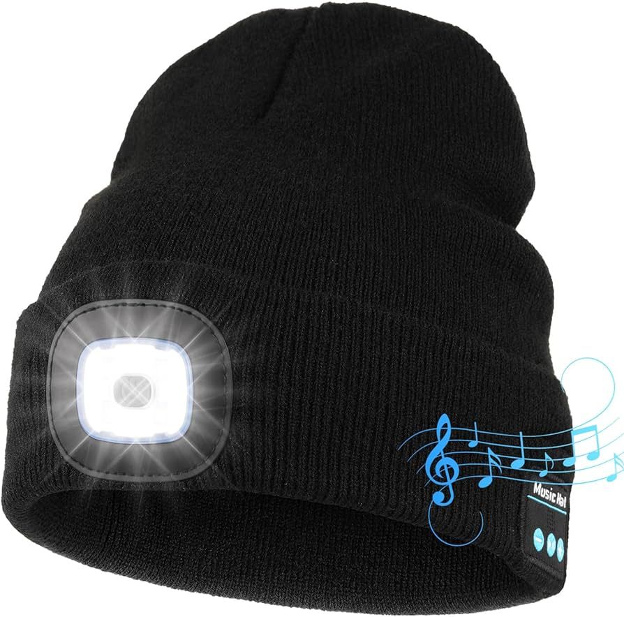 Unisex Bluetooth Beanie with Light, Upgraded Musical Knitted Cap with Headphone and Built-in Ster... | Amazon (US)
