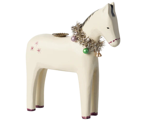 Wooden candle holder, Small horse | MailegUSA