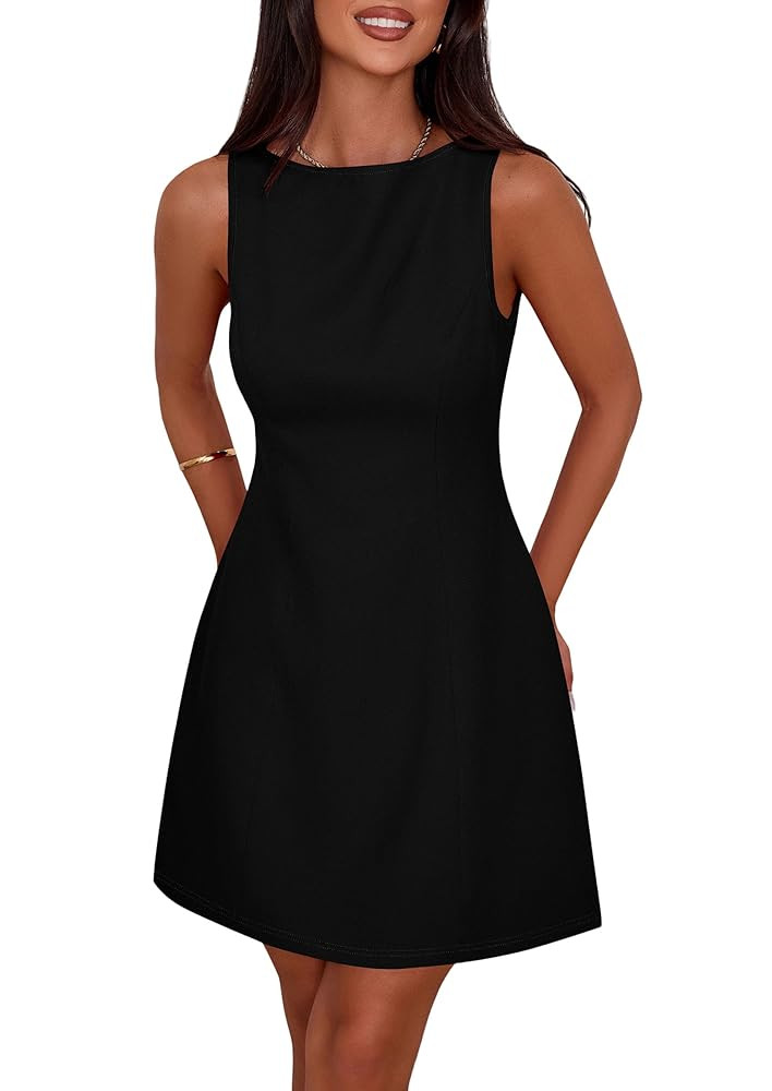 PRETTYGARDEN Womens Formal Short Dresses 2025 Summer Sleeveless Boat Neck A Line Elegant Mini Coc... | Amazon (US)