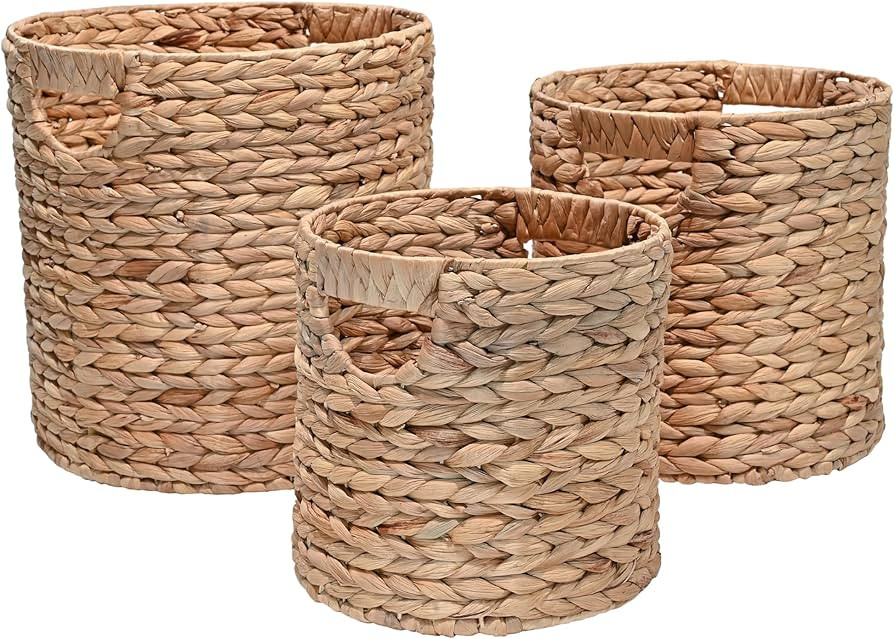 Amazon.com: happimess BSK2011A-3SET Avery Bohemian Cottage Handwoven Hyacinth Cylinder Nesting Wi... | Amazon (US)