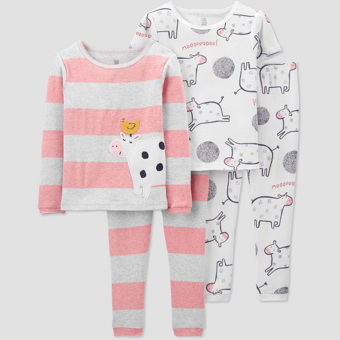 Toddler Girls' 4pc North Cow Pajama Set - Just One You® made by carter's White/Gray/Pink | Target