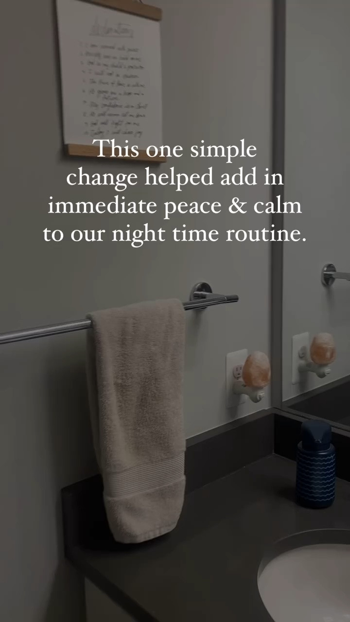 Himalayan salt lamps!🧡⚡️We have one in every room in our home, however I recently purchased these easy wall plug-in night lights for our bathrooms because I was so tired of trying to keep the house calm & dimly lit at night only for the kiddos to just blare the lights on bright when brushing their teeth & getting ready for bed, etc (& in turn disrupting their circadian rhythms). 👎🏼

I surprised the kiddos with these in their bathroom & it was pretty cool to hear them immediately tell me not only did they LOVE them, but they also felt “so peaceful.” ☺️ #outofthemouthofbabes 

A few ways Himalayan salt lamps help circadian rhythm are : 

⚡️1. Warm Light // The soft, warm glow of the lamps mimics natural light, which can promote relaxation in the evening, signaling the body to prepare for sleep.

⚡️2. Reduced Blue Light // Unlike harsh artificial lights, salt lamps emit minimal blue light, which can interfere with melatonin production. This can help maintain a healthier sleep cycle.
	
⚡️3. Negative Ions // Studies show that negative ions can improve mood & reduce stress, potentially leading to better sleep quality, which is essential for a regular circadian rhythm.

Incorporating salt lamps will not only help create a calming evening routine but also help with :

⚡️1.  Air Purification // They help reduce allergens & pollutants in the air by attracting & trapping dust, pollen & smoke.
	
⚡️2. Mood Enhancement // The warm glow creates a calming atmosphere, improving mood & reducing stress.

⚡️3. Improved Sleep // People tend to have better sleep quality due to the soothing light & negative ions emitted.
	
⚡️4. Increased Energy Levels // Negative ions help boost energy & overall well-being.
	
⚡️5.Aesthetic Appeal // They serve as attractive decor pieces, adding warmth to any space.
	
⚡️6. Natural Humidifier // They can help maintain moisture levels in dry environments by releasing water vapor.
	
⚡️7. Respiratory Benefits // It is said that the salt’s properties can provide relief for some respiratory issues.

I linked my two favorites on the blog & you can always find them on my favorite Resources page.😊 #itsthelittlethings

Stay sane, friends!
xx
Ksen