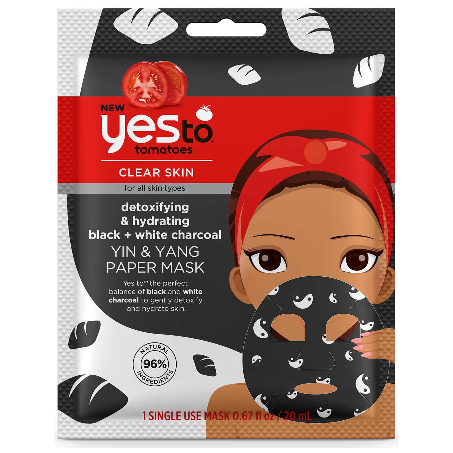 yes to Tomatoes Detoxifying and Remineralizing Yin & Yang Charcoal Paper Mask 20ml | Look Fantastic (UK)