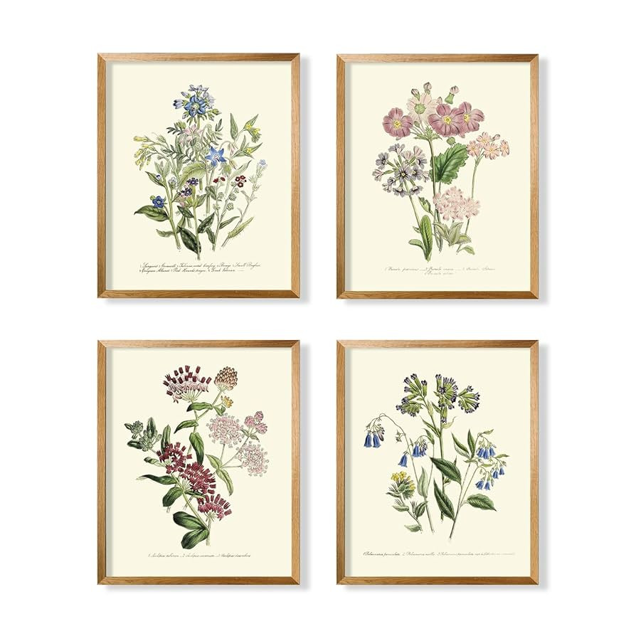 Watercolor Vintage Flower Poster Print - Primitive Green Magnolia Leaves Pictures Gallery Gift - ... | Amazon (US)