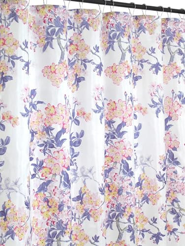 Serafina Home Floral Fabric Shower Curtain: Watercolor Pink Purple Yellow White Cherry Blossom Flower Design, 72 x 72 Inch | Amazon (US)