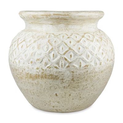 allen + roth Extra Large (65+-Quart) 20.866-in W x 18.504-in H White Stone Planter with Drainage ... | Lowe's