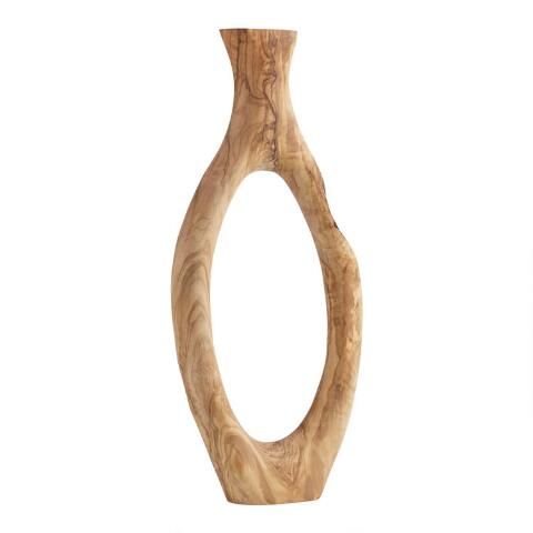 CRAFT Cutout Olive Wood Vase | World Market