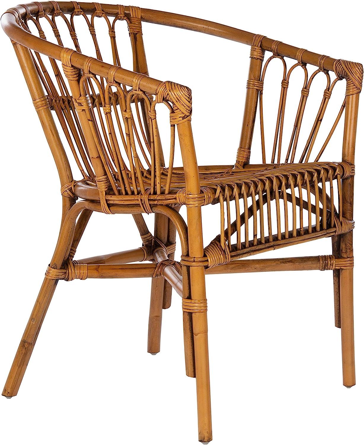 Safavieh Home Adriana Coastal Honey Brown Wash Rattan (Set of 2) Accent Chair | Amazon (US)