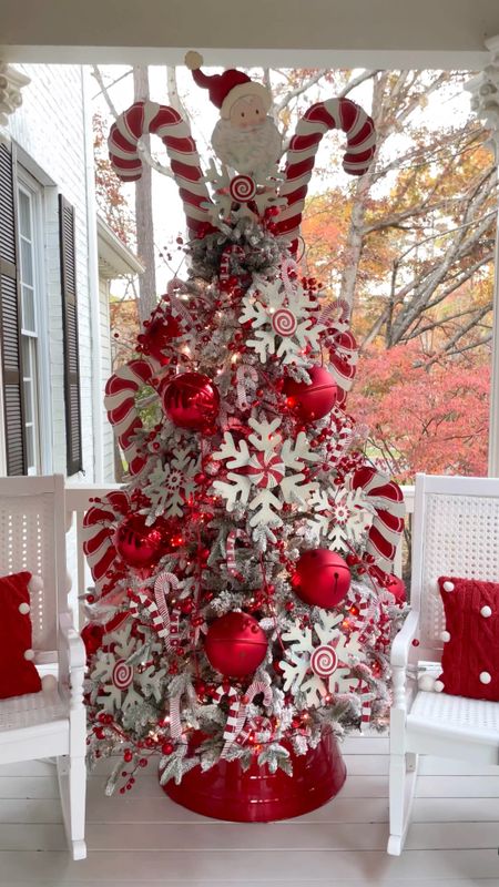 Christmas tree candy cane ornaments rocking chair Christmas porch 

#LTKsalealert #LTKCyberWeek #LTKHoliday