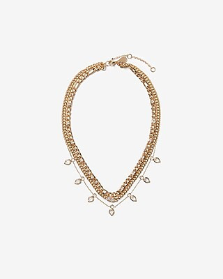 Three Row Thick Chain Pendant Drop Necklace | Express
