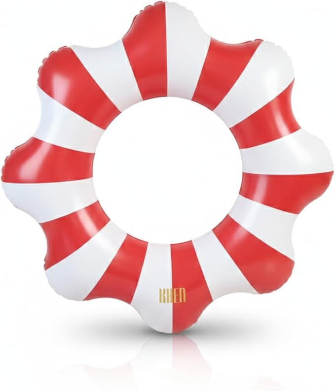 Khen Amalfi Scalloped Pool Float Ring, 1 Piece, Inflatable Swim Tube Durable Circular Water Buoy ... | Amazon (US)