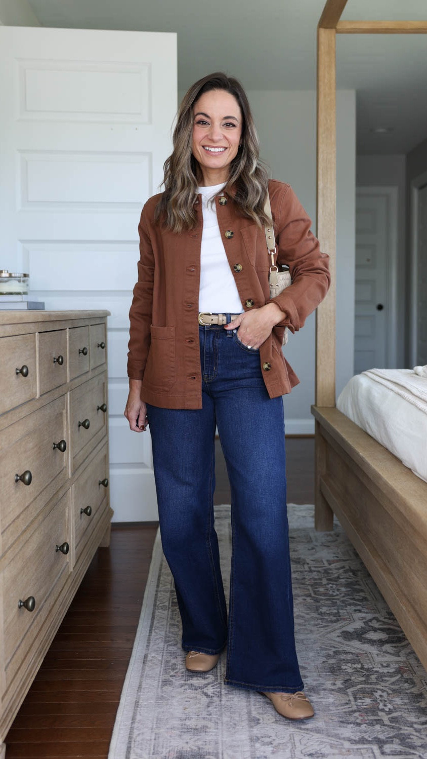 Three ways to wear a petite-friendly pair of wide-leg jeans from @Quince  #quincepartner 

I’m styling the Bella Wide Leg Jeans here. They’re high rise and come in inseam options, starting at 28”, the inseam I’m wearing here. They’re soft and stretchy and made with organic cotton!

Jeans: 24 Short in Midnight Blue / 10.5” average rise, 10” in the smaller sizes / 28” inseam in short
Cotton Cashmere Ribbed Tank: XS in Atlas Navy
Daphne European Leather Multi Keeper Belt: XS in Espresso
Penelope Tote: in Espresso Brown
100% Organic Cotton Boyfriend Crew Sweater: XS in Navy
Stretch Cotton Jersey Fitted Long Sleeve T-Shirt: XS in Soft White
Sloane Suede Handwoven Mini Shoulder Bag: in Sand
Organic Comfort Stretch Chore Jacket: XS in Rust
Sofia European Leather Skinny Belt: XS in Mushroom
Sloane Handwoven Sling Bag: in Cognac
Italian Leather & Suede Low Profile Sneaker: size up ½ size in Birch

#LTKPetite